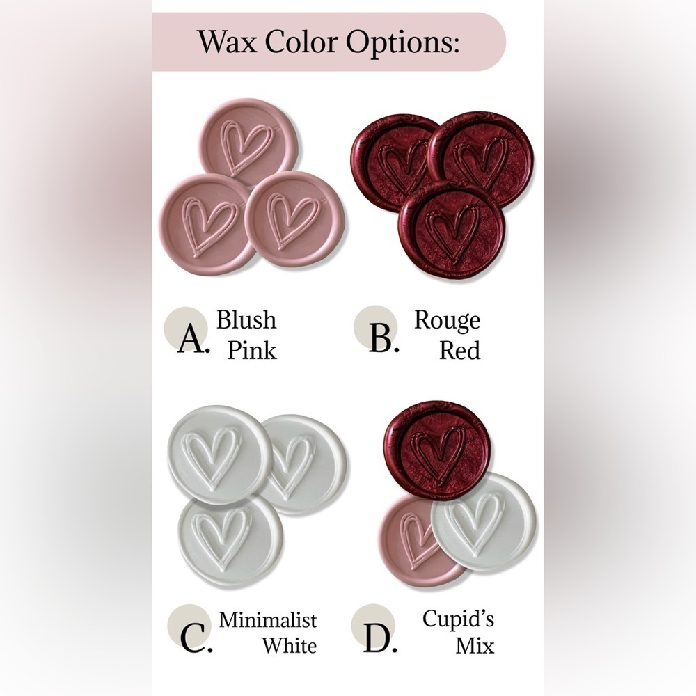 Handmade Heart Wax Seals Wedding Invite Peel & Stick Minimalist Boho | 25 Pack - Picture 8 of 16